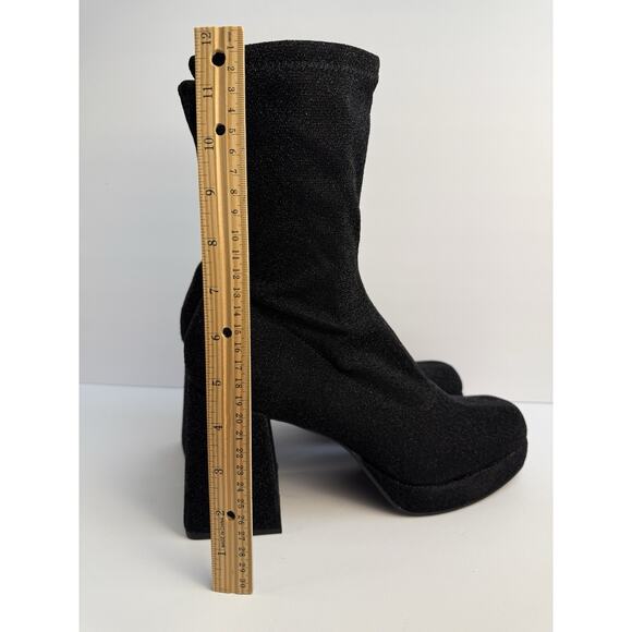 Abound Womens 11 Black Sparkle Fabric Zip Ankle Boot Platform Block Heel NWOT - Picture 7 of 13